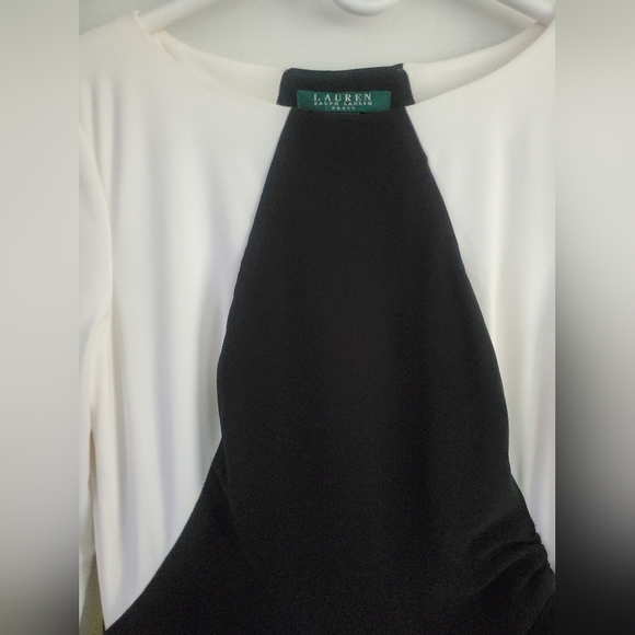 Lauren Ralph Lauren Black & White Long Sleeve Dress, Size 4 - Picture 3 of 6